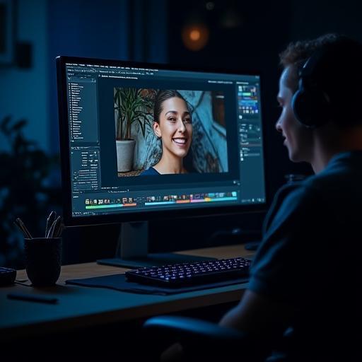 Écran montrant un workflow de retouche